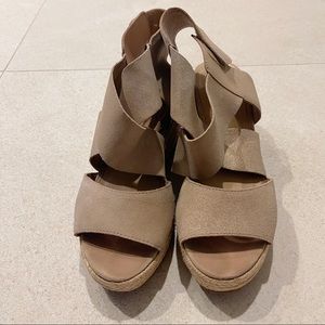 Eileen Fisher Gold Starry Metallic Willow Espadrille Platform Wedge Sandals